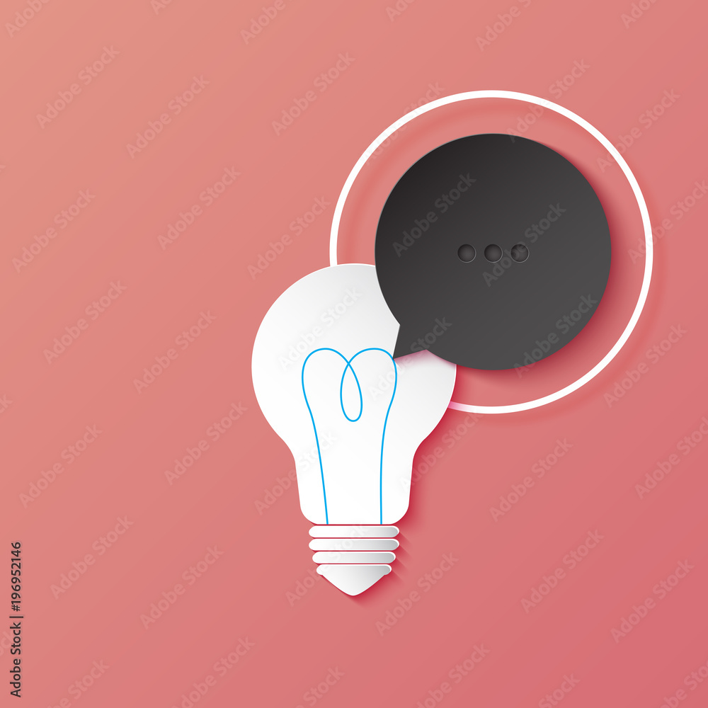 Poster light bulb and speech bubble of business strategy creative idea concept paper art style.vector illus