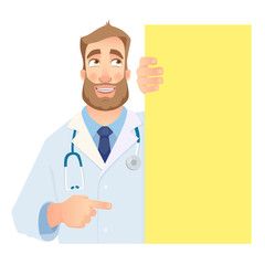 doctor holding blank signboard