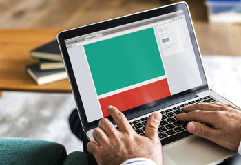 Man using laptop for work