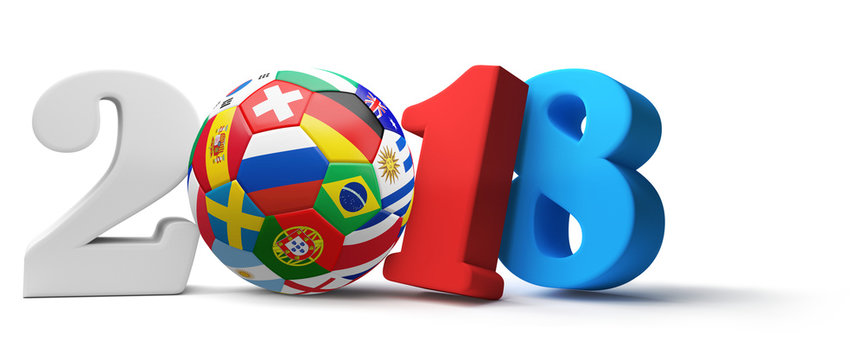 soccer football ball with national flags 3d rendering isolated design