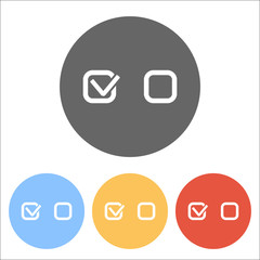 Checklist sign icon. Set of white icons on colored circles