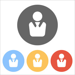 business man icon. Set of white icons on colored circles