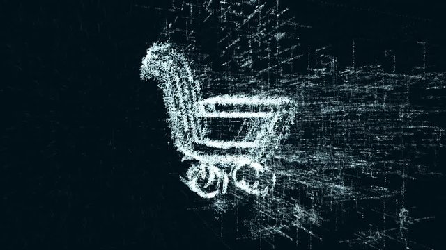 Internet shop logo, a design consisting of a code of numbers and a symbol. Abstract store icon in computer cyber network on a dark turquoise background