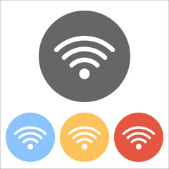 wi-fi icon. Set of white icons on colored circles