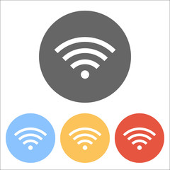 wi-fi icon. Set of white icons on colored circles