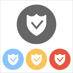protection success. simple icon. Set of white icons on colored c