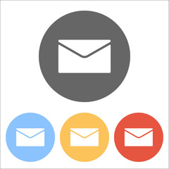 simple letter icon. Set of white icons on colored circles