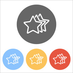 stars rate icon. Set of white icons on colored circles