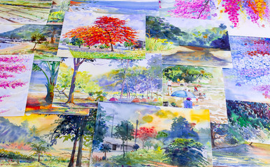 Watercolor paintings art work  by a photography including memories.