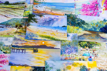 Watercolor paintings art work  by a photography including memories.