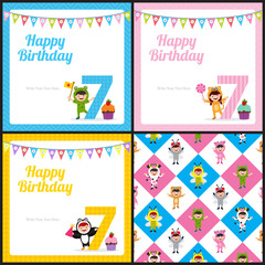 birthday card with kids in animal costume