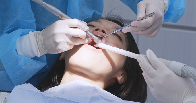Woman having a dental treatment