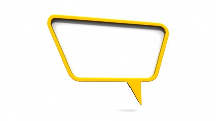 Yellow dialog speech bubbles on white background. 3D rendering