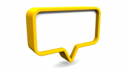 Yellow dialog speech bubbles on white background. 3D rendering