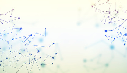 Obraz premium Abstract lines and connecting dots technology background