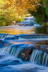 Long exposure of Bond Falls in autumn in the Upper Peninsula of Michigan