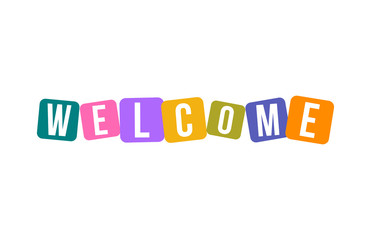 Welcome Colorful Square Letter Alphabet Greeting Card Word Sign Vector