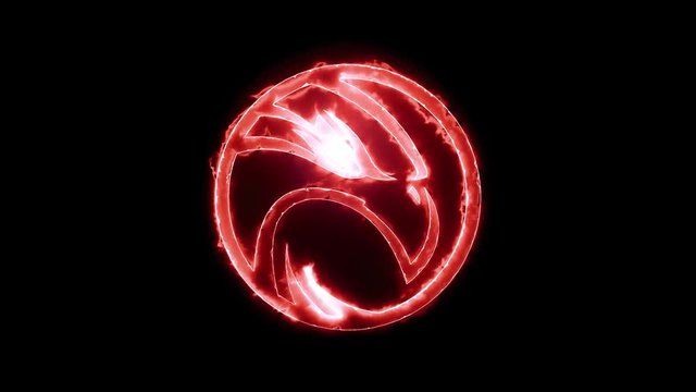 Red Burning Eagle Animated Logo Loopable Graphic Element V2