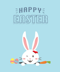Obraz na płótnie Canvas Happy Easter bunny with carrot, white bunny