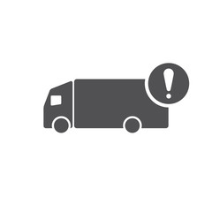 Truck icon with exclamation mark. Truck icon and alert, error, alarm, danger symbol