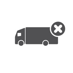 Truck icon with cancel sign. Truck icon and close, delete, remove symbol