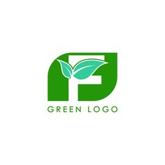 initials F icon logo design, nature green leaf symbol