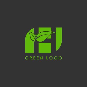 initials H icon logo design, nature green leaf symbol