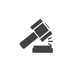 Law gavel vector icon. filled flat sign for mobile concept and web design. Auction hammer, justice simple solid icon. Symbol, logo illustration. Pixel perfect vector graphics