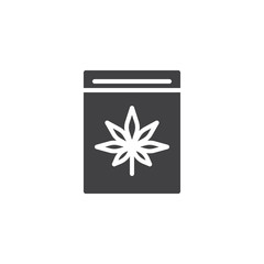 Cannabis box vector icon. filled flat sign for mobile concept and web design. Marijuana leaf pack simple solid icon. Symbol, logo illustration. Pixel perfect vector graphics