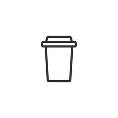 take-out coffee with cap and cup holder. disposable cardboard cup of coffee. Paper container icon.
