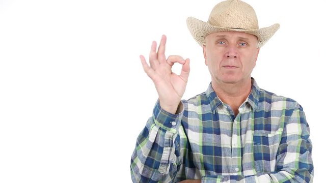 Farmer Show Ok Sign a Hand Gestures Signifying a Big Achievement or Good Job