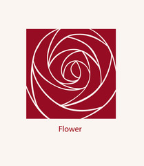 Rose Label abstract design. Cosmetics Logotype concept. Square icon. Beautiful Logo with Flower for Boutique or Beauty Salon or Flowers Company.