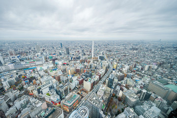 Asia business concept for real estate and corporate construction - panoramic modern city skyline aerial view of Ikebukuro and expressway in tokyo, Japan