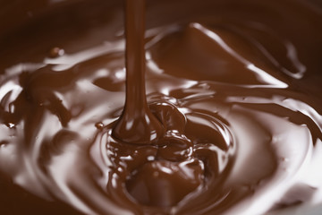 melting dark chocolate in steel bowl