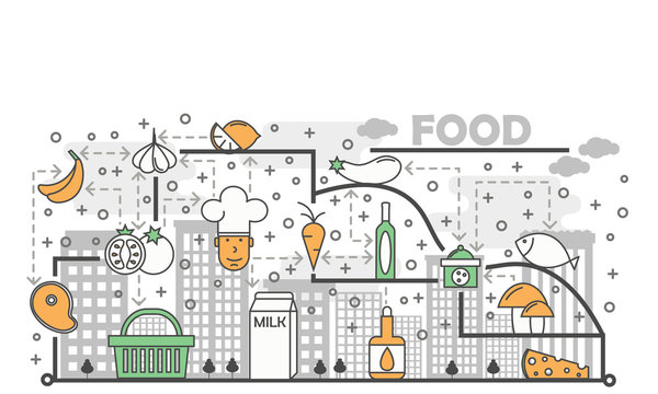 Food concept vector flat line art illustration