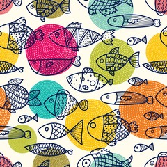 Cute fish.  Kids background. Seamless pattern.