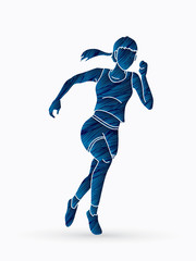 Runner jogger,Athletic Running designed using grunge brush graphic vector