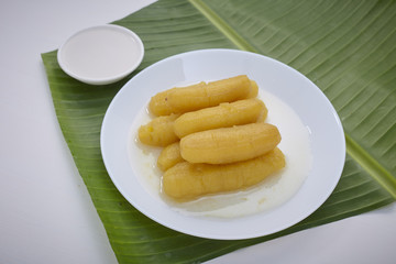 Delicious banana in syrup for Thai sweet