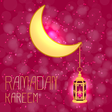 Ramadan Kareem. Moon and lantern