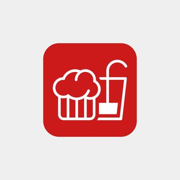 Popcorn and juice flat vector icon