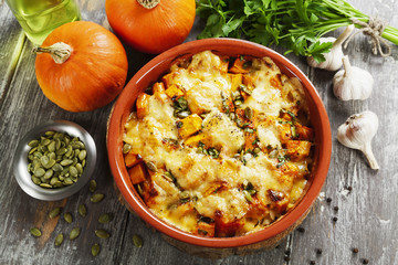 Chicken baked with pumpkin