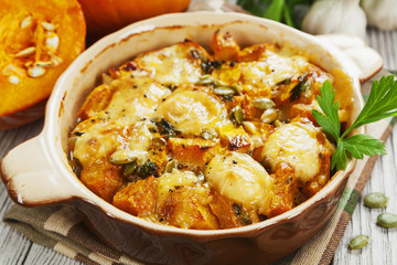 Chicken baked with pumpkin