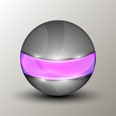 Metal sphere with purple line