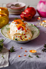 Winter Fruit Pavlova Roulade.Style vintage