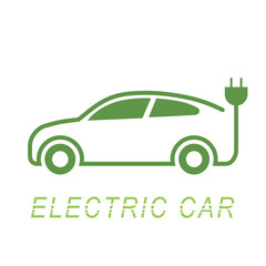 Electric car and Electrical charging station green symbol
