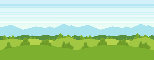Obraz na płótnie Canvas Seamless cartoon mountains landscape for game design. Horizontal background