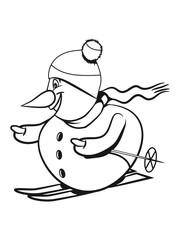Schneemann ski fahren