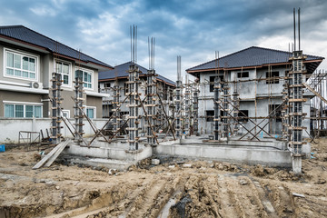 Fototapeta na wymiar construction residential new house in progress at building site