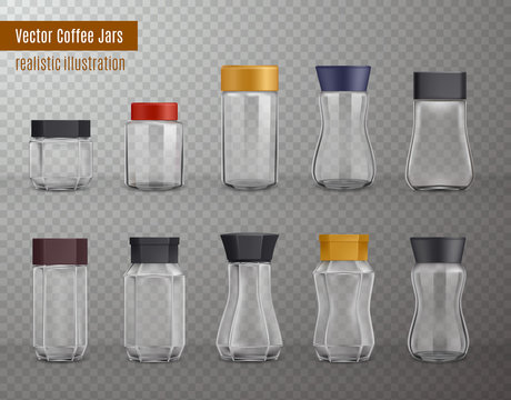 Coffee Jars Realistic Transparent 