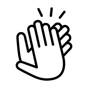 Hands clapping, applauding or ovation applause gesture making noise line art icon for apps and websites